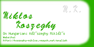 miklos koszeghy business card